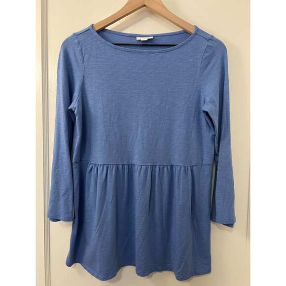 J Jill Women's Peplum Top Blue Cotton Modal 3/4 Bell Sleeve Size XS - Picture 1 of 10